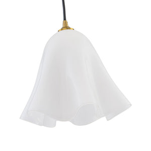LightFixturesUSA-Bloom Pleated Shine Opal Glass Calla Flower Pendant Light-Pendant Light-10.6 in-