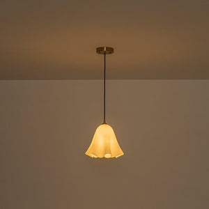 LightFixturesUSA-Bloom Pleated Shine Opal Glass Calla Flower Pendant Light-Pendant Light-10.6 in-