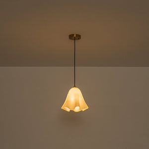 LightFixturesUSA-Bloom Pleated Shine Opal Glass Calla Flower Pendant Light-Pendant Light-10.6 in-