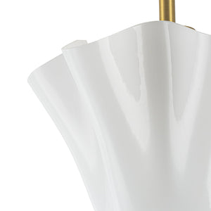 LightFixturesUSA-Bloom Pleated Shine Opal Glass Calla Flower Semi Flush Mount-Ceiling Light-10.6 in-