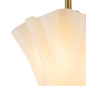 LightFixturesUSA-Bloom Pleated Shine Opal Glass Calla Flower Semi Flush Mount-Ceiling Light-10.6 in-