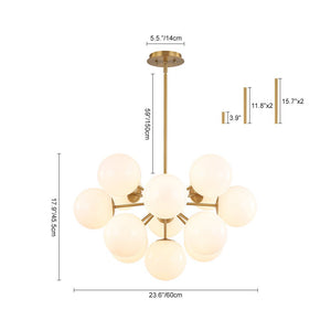 LightFixturesUSA - Bloom Shine Opal Glass Globe Bubble Sputnik Chandelier Light Fixture - Chandelier - Brass - 