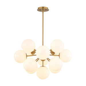 LightFixturesUSA - Bloom Shine Opal Glass Globe Bubble Sputnik Chandelier Light Fixture - Chandelier - Brass - 