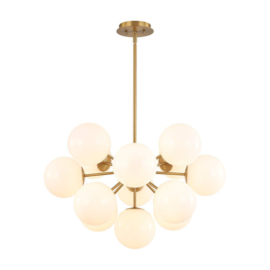 LightFixturesUSA - Bloom Shine Opal Glass Globe Bubble Sputnik Chandelier Light Fixture - Chandelier - Brass - 