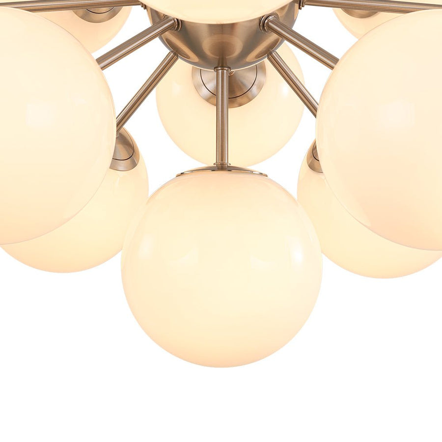 LightFixturesUSA - Bloom Shine Opal Glass Globe Bubble Sputnik Chandelier Light Fixture - Chandelier - Nickel - 