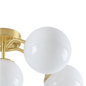 LightFixturesUSA-Bloom Shine Polished Opal Glass Bubble Semi Flush Mount-Ceiling Light-Brass-