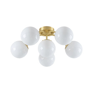 LightFixturesUSA-Bloom Shine Polished Opal Glass Bubble Semi Flush Mount-Ceiling Light-Brass-