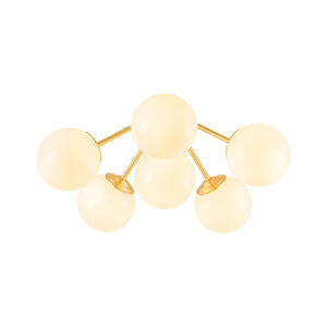 LightFixturesUSA-Bloom Shine Polished Opal Glass Bubble Semi Flush Mount-Ceiling Light-Brass-