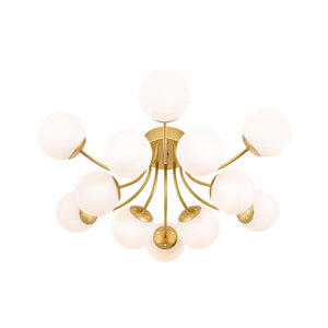 LightFixturesUSA - Bloom Tiered Frosted Glass Globe Bubble Semi Flush Chandelier - Chandelier - Brass - 