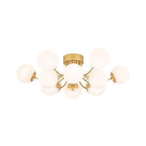 LightFixturesUSA - Bloom Tiered Frosted Glass Globe Bubble Semi Flush Chandelier - Chandelier - Brass - 