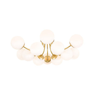 LightFixturesUSA - Bloom Tiered Frosted Glass Globe Bubble Semi Flush Chandelier - Chandelier - Brass - 