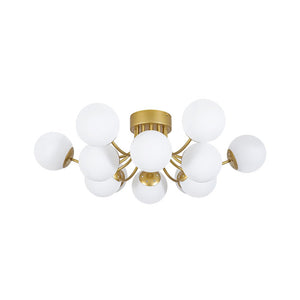 LightFixturesUSA - Bloom Tiered Frosted Glass Globe Bubble Semi Flush Chandelier - Chandelier - Brass - 