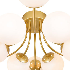 LightFixturesUSA - Bloom Tiered Frosted Glass Globe Bubble Semi Flush Chandelier - Chandelier - Brass - 