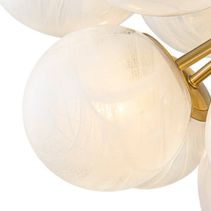 LightFixturesUSA - Bloom Tiered Opal Swirl Glass Bubble Semi Flush Chandelier - Chandelier - Brass (Pre - Order & 2 - 4 Weeks) - 
