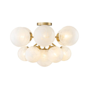 LightFixturesUSA - Bloom Tiered Opal Swirl Glass Bubble Semi Flush Chandelier - Chandelier - Brass (Pre - Order & 2 - 4 Weeks) - 