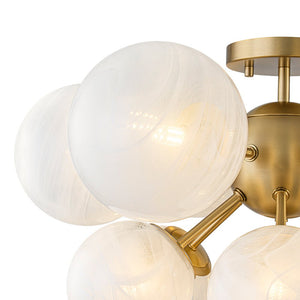 LightFixturesUSA - Bloom Tiered Opal Swirl Glass Bubble Semi Flush Chandelier - Chandelier - Brass (Pre - Order & 2 - 4 Weeks) - 