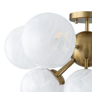 LightFixturesUSA - Bloom Tiered Opal Swirl Glass Bubble Semi Flush Chandelier - Chandelier - Brass (Pre - Order & 2 - 4 Weeks) - 