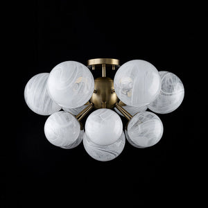 LightFixturesUSA - Bloom Tiered Opal Swirl Glass Bubble Semi Flush Chandelier - Chandelier - Brass (Pre - Order & 2 - 4 Weeks) - 