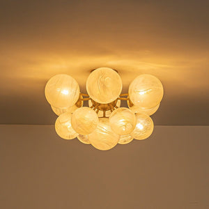 LightFixturesUSA - Bloom Tiered Opal Swirl Glass Bubble Semi Flush Chandelier - Chandelier - Brass (Pre - Order & 2 - 4 Weeks) - 