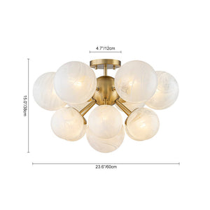 LightFixturesUSA - Bloom Tiered Opal Swirl Glass Bubble Semi Flush Chandelier - Chandelier - Brass (Pre - Order & 2 - 4 Weeks) - 