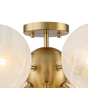 LightFixturesUSA - Bloom Tiered Opal Swirl Glass Bubble Semi Flush Chandelier - Chandelier - Brass (Pre - Order & 2 - 4 Weeks) - 