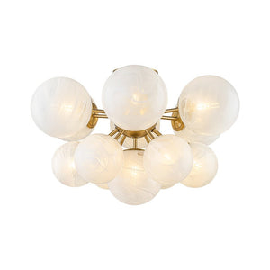 LightFixturesUSA - Bloom Tiered Opal Swirl Glass Bubble Semi Flush Chandelier - Chandelier - Brass (Pre - Order & 2 - 4 Weeks) - 