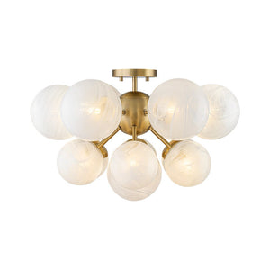 LightFixturesUSA - Bloom Tiered Opal Swirl Glass Bubble Semi Flush Chandelier - Chandelier - Brass (Pre - Order & 2 - 4 Weeks) - 