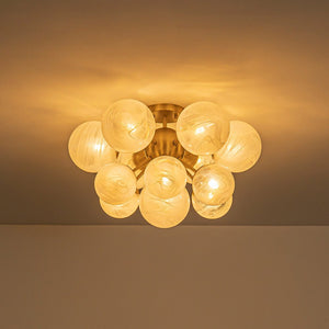 LightFixturesUSA - Bloom Tiered Opal Swirl Glass Bubble Semi Flush Chandelier - Chandelier - Brass (Pre - Order & 2 - 4 Weeks) - 