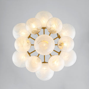 LightFixturesUSA - Bloom Tiered Opal Swirl Glass Bubble Semi Flush Chandelier - Chandelier - Brass (Pre - Order & 2 - 4 Weeks) - 
