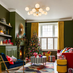 LightFixturesUSA - Blossom 12 - Light Opal Glass Bubble Semi Flush Chandelier - Chandelier - 12 - Lt - Semi Flush - Brass