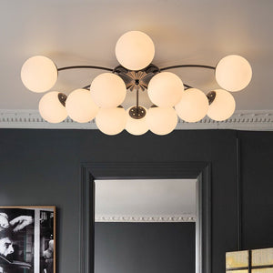 LightFixturesUSA - Blossom 12 - Light Opal Glass Bubble Semi Flush Chandelier - Chandelier - 12 - Lt - Semi Flush - Chrome
