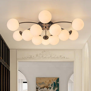 LightFixturesUSA - Blossom 12 - Light Opal Glass Bubble Semi Flush Chandelier - Chandelier - 12 - Lt - Semi Flush - Chrome