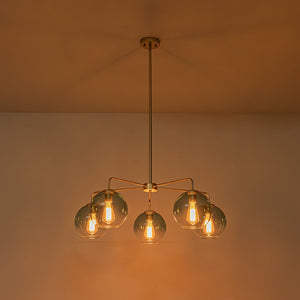 LightFixturesUSA - Blue Glass Globe Bubble Sputnik 5 - light Round Chandelier - Chandelier - Blue Bubble - 