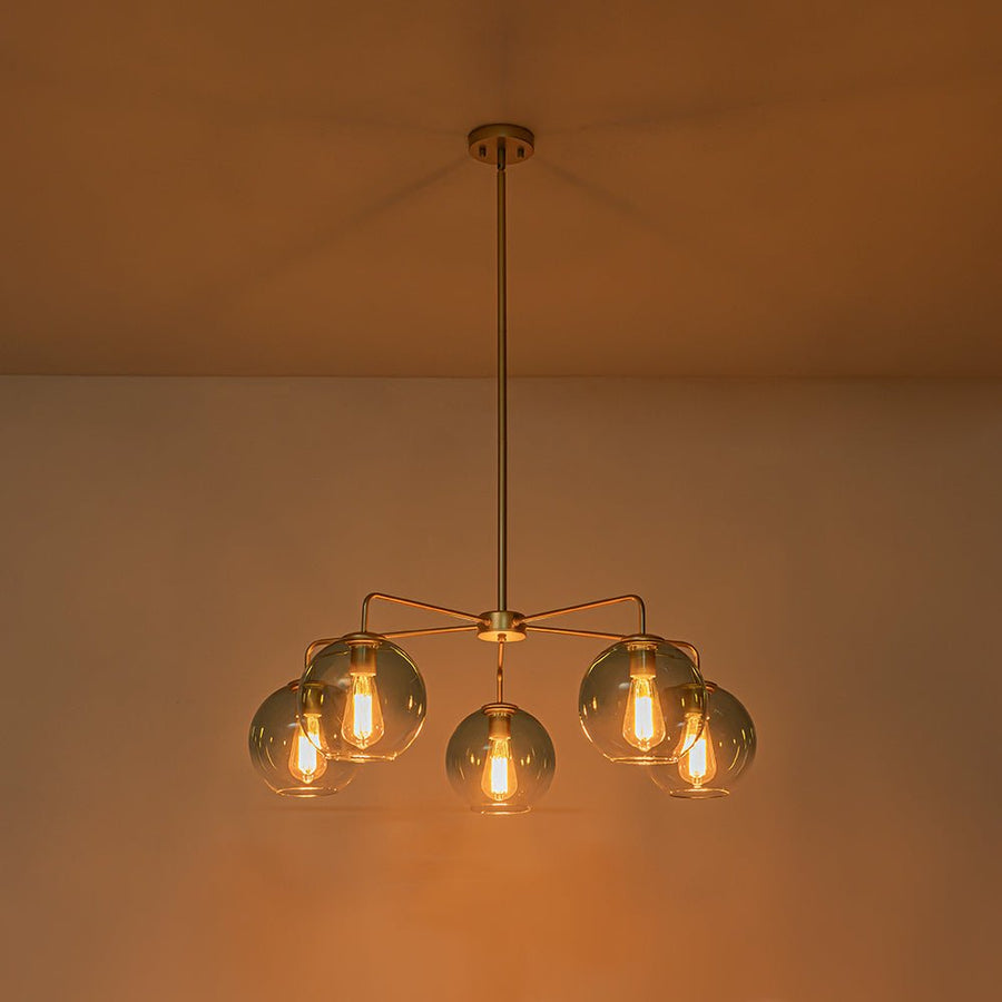 LightFixturesUSA - Blue Glass Globe Bubble Sputnik 5 - light Round Chandelier - Chandelier - Blue Bubble - 