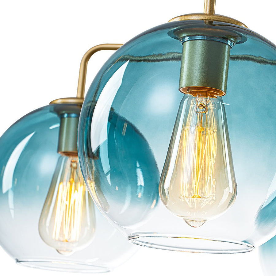 LightFixturesUSA - Blue Glass Globe Bubble Sputnik 5 - light Round Chandelier - Chandelier - Blue Bubble - 