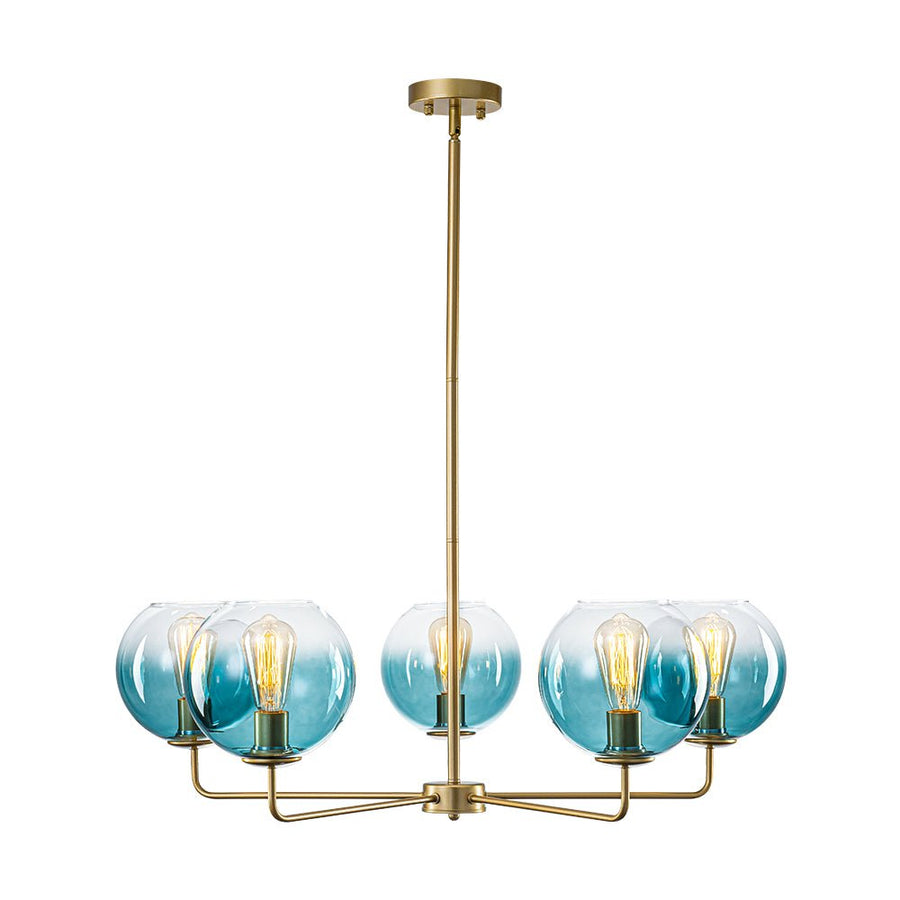LightFixturesUSA - Blue Glass Globe Bubble Sputnik 5 - light Round Chandelier - Chandelier - Blue Bubble - 