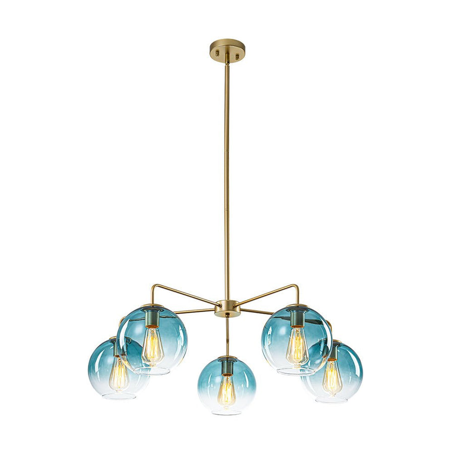 LightFixturesUSA - Blue Glass Globe Bubble Sputnik 5 - light Round Chandelier - Chandelier - Blue Bubble - 