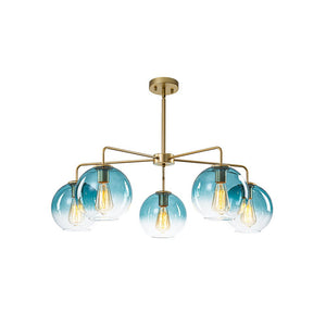 LightFixturesUSA - Blue Glass Globe Bubble Sputnik 5 - light Round Chandelier - Chandelier - Blue Bubble - 