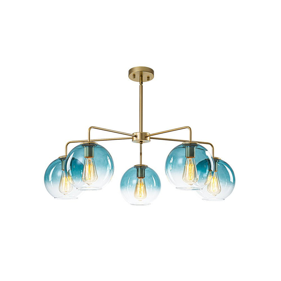 LightFixturesUSA - Blue Glass Globe Bubble Sputnik 5 - light Round Chandelier - Chandelier - Blue Bubble - 