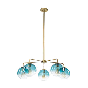 LightFixturesUSA - Blue Glass Globe Bubble Sputnik 5 - light Round Chandelier - Chandelier - Blue Bubble - 