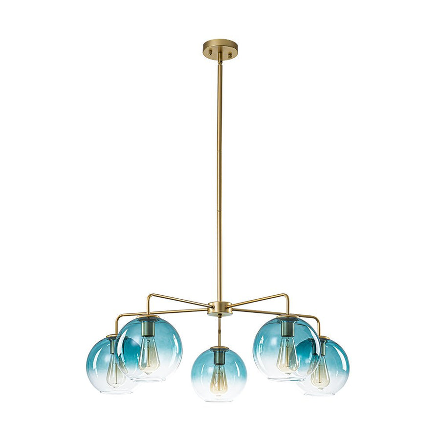 LightFixturesUSA - Blue Glass Globe Bubble Sputnik 5 - light Round Chandelier - Chandelier - Blue Bubble - 