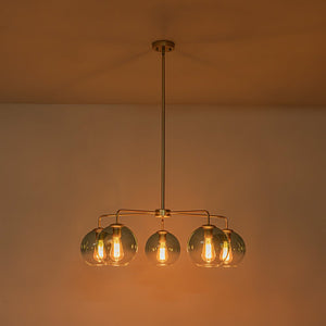 LightFixturesUSA - Blue Glass Globe Bubble Sputnik 5 - light Round Chandelier - Chandelier - Blue Bubble - 