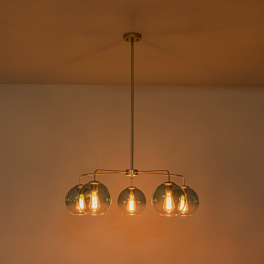 LightFixturesUSA - Blue Glass Globe Bubble Sputnik 5 - light Round Chandelier - Chandelier - Blue Bubble - 