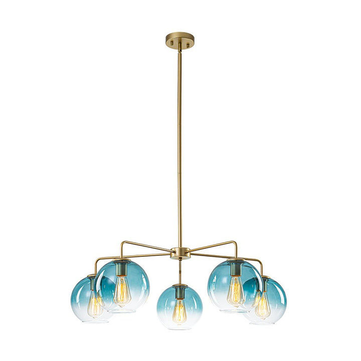 LightFixturesUSA - Blue Glass Globe Bubble Sputnik 5 - light Round Chandelier - Chandelier - Blue Bubble - 