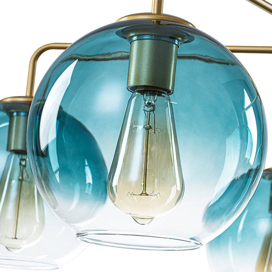 LightFixturesUSA - Blue Glass Globe Bubble Sputnik 5 - light Round Chandelier - Chandelier - Blue Bubble - 