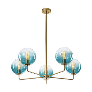 LightFixturesUSA - Blue Glass Globe Bubble Sputnik 5 - light Round Chandelier - Chandelier - Blue Bubble - 