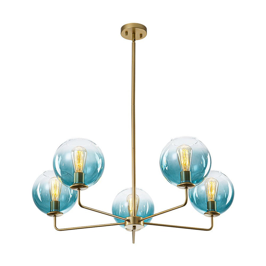 LightFixturesUSA - Blue Glass Globe Bubble Sputnik 5 - light Round Chandelier - Chandelier - Blue Bubble - 