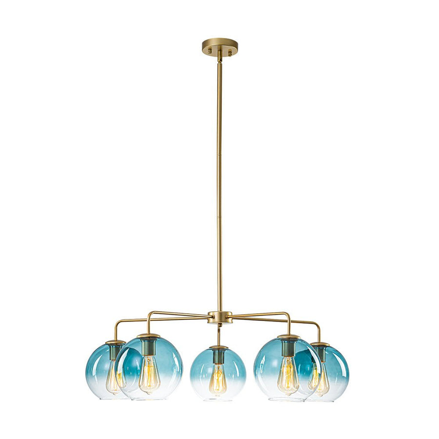 LightFixturesUSA - Blue Glass Globe Bubble Sputnik 5 - light Round Chandelier - Chandelier - Blue Bubble - 