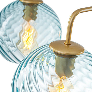 LightFixturesUSA - Blue Ribbed Glass Globe 5 - light Round Sputnik Chandelier - Chandelier - Blue Bubble - 