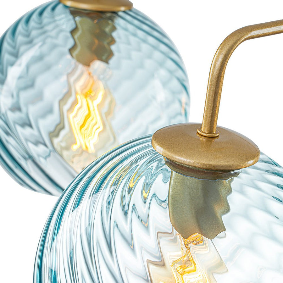 LightFixturesUSA - Blue Ribbed Glass Globe 5 - light Round Sputnik Chandelier - Chandelier - Blue Bubble - 